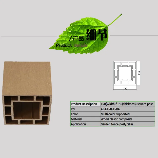 Переработанная древесина для наружного сада, балкона, патио, балясины, столб забора, столб, колонна, строительный материал 150*150 мм, квадратная трубка из ДПК