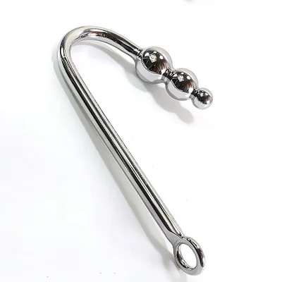 Stainless Steel  Anal Hook Ball Butt Plug Metal Anal Balls Cock Ring