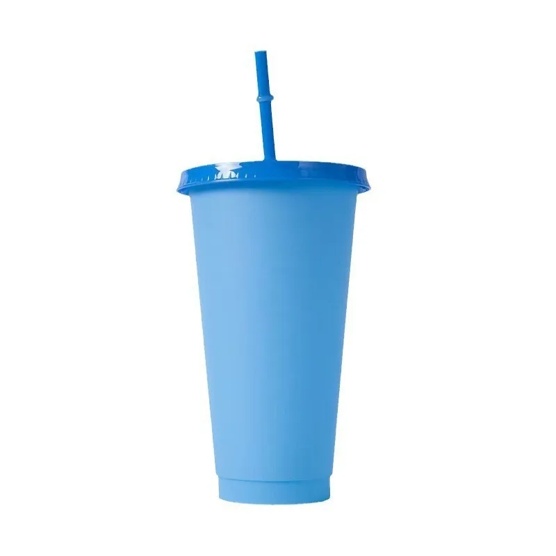 2024 Summer New Trend Reusable Cold Water Color Changing Plastic Cups With Lid And Straw