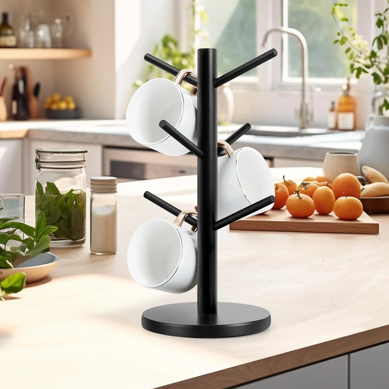 Hot Sale Creative Coffee Mug Rack Kitchen Cup Holder with 6 Hooks Coffee Mug Holder Tree