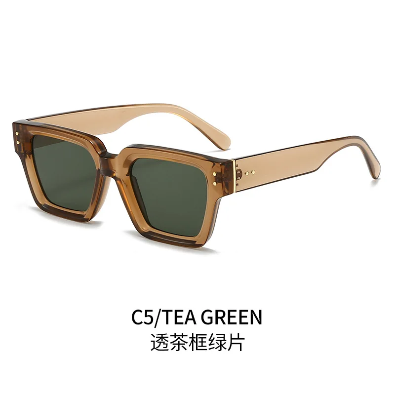 European and American Fashion Square Frame Thick Edge Sunglasses for Men and Women UV Protective Sunshades High Quality