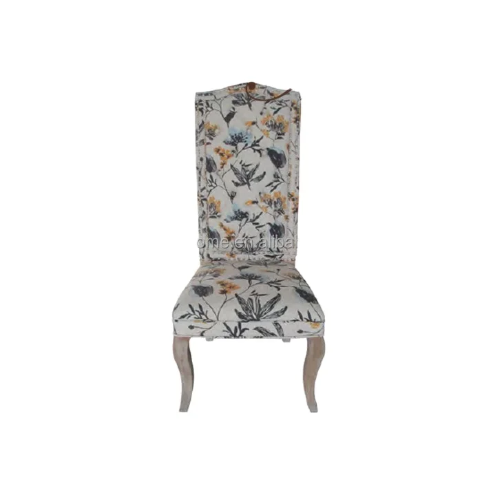 American Country Style Floral High Back Elegent Wood Dining Chairs