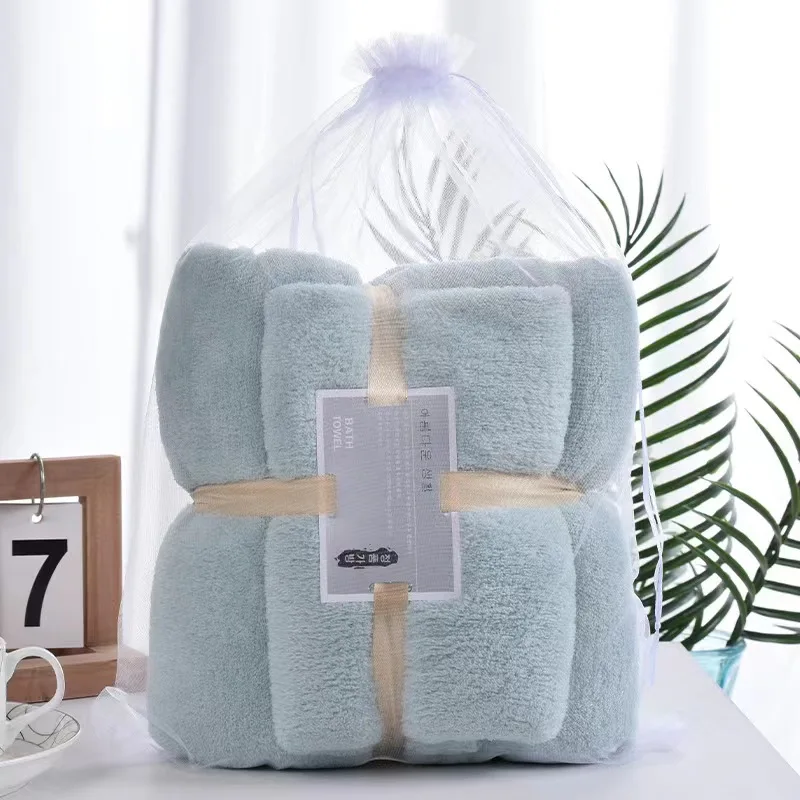 High-density padded high-grade warp knitted coral fleece mother towel soft absorbent towel bath towel set