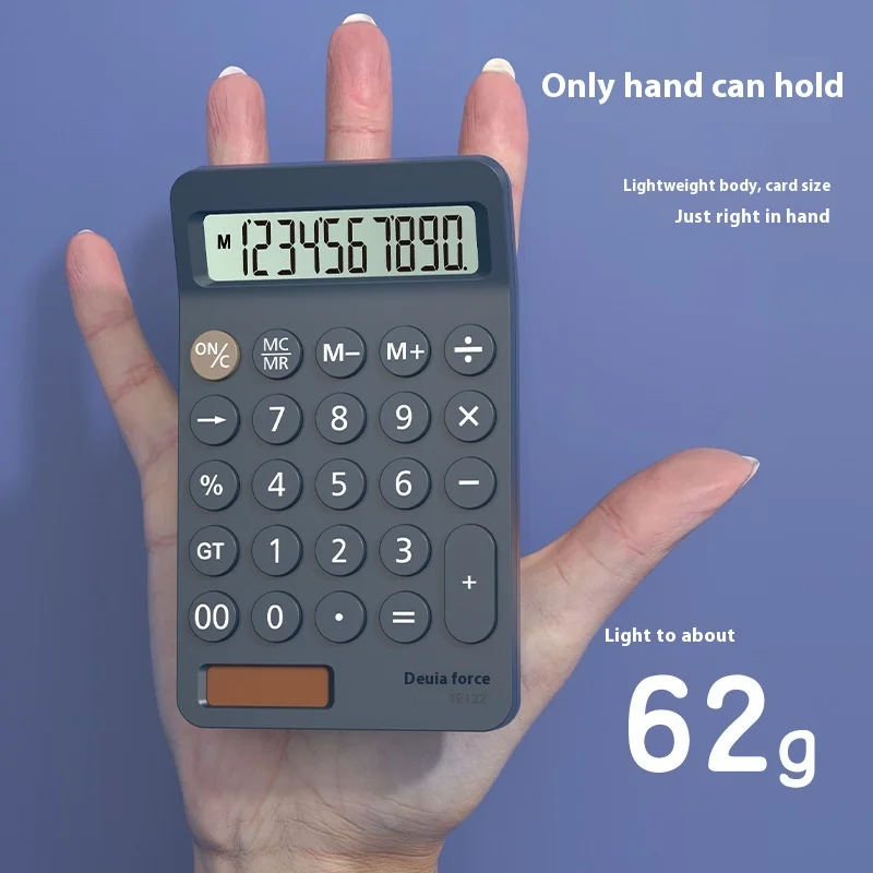 Deli TE122 Portable Business Office Calculator Dual Power Supply Small Hit Style Digital Solar Battery for School Wholesale