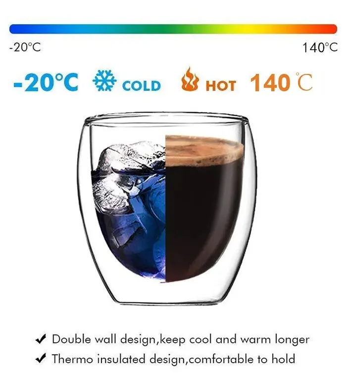 IKOO insulated borosilicate glassware tea cup mug double wall glass cups wholesale with logo