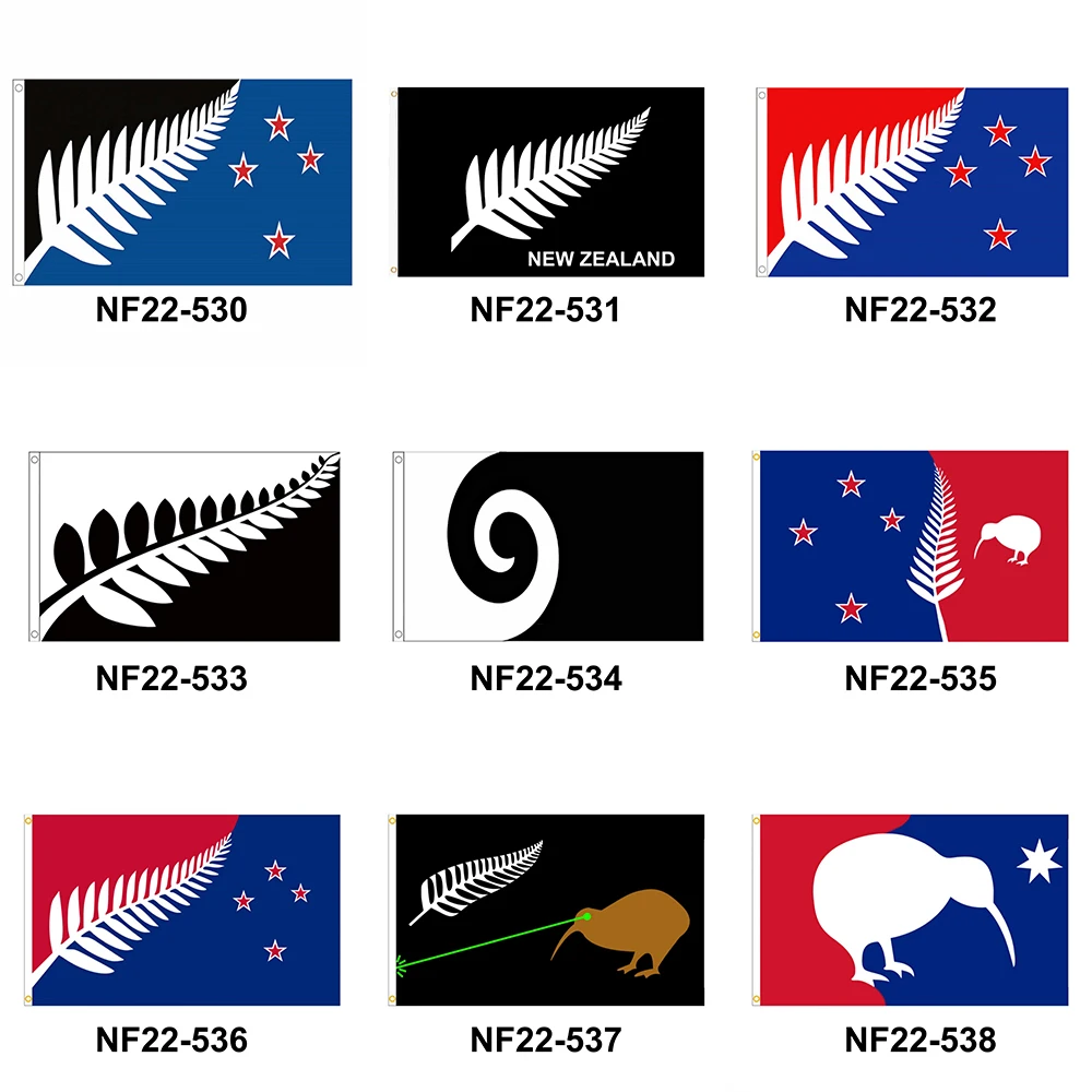 Silver Fern New Zealand Flag With 4 Stars Red White Blue 3X5 FT
