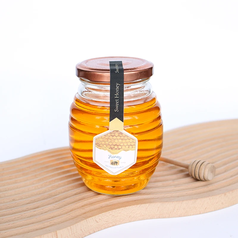 Wholesale 100ml 180ml 400ml 750ml Glass Skep Jar Honey Jar Glass Honey Bottles Design Style Modern