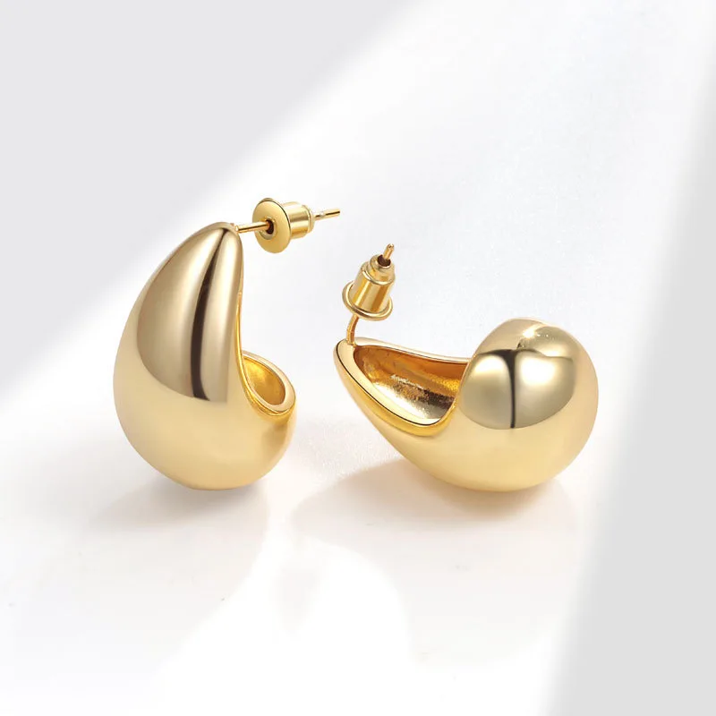 Hot Sale 18k Gold Silver Plated Italian Minimalist Brass Jewelry For Women Wridal Fashion Luxury Large Drop Earrings