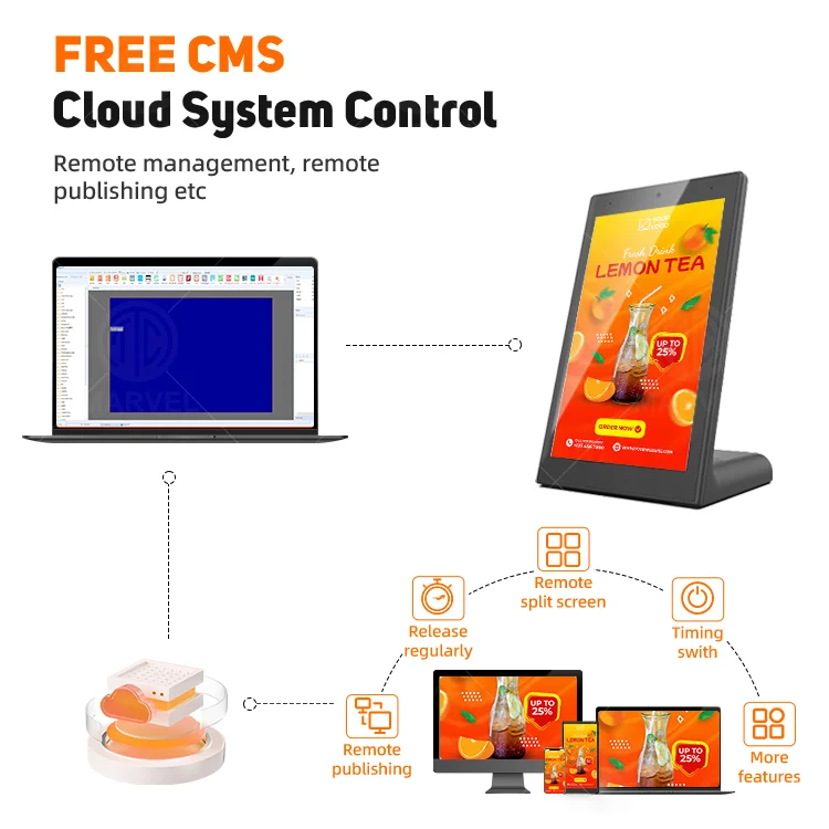 MWE 10.1inch Restaurant Desktop Table Stand Wifi Small Screen Android Digital Menu Video Advertising Panel Display Tablet Player