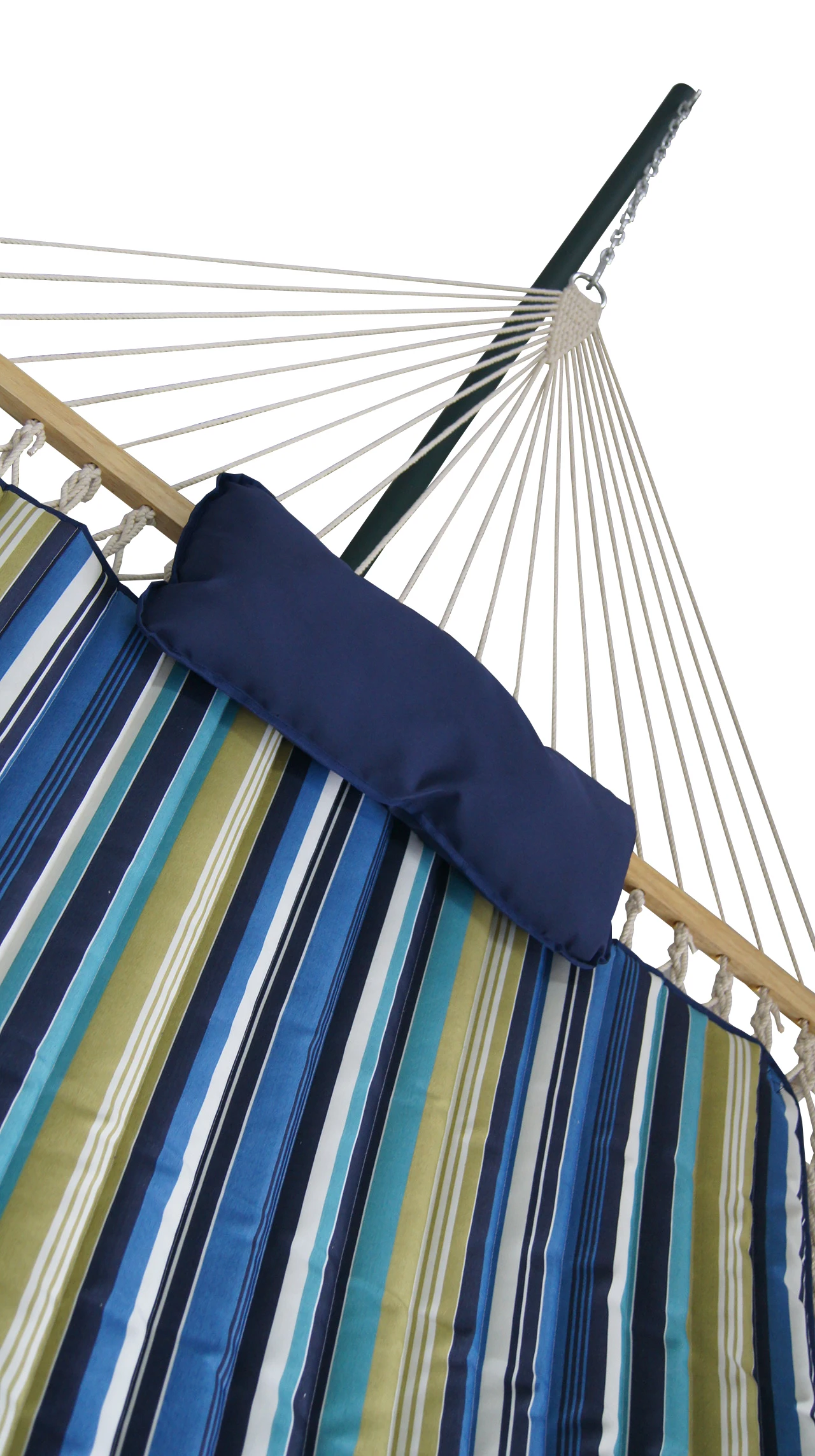 Cotton Rope Hammock With 15 Foot  Portable Steel Stand with Wheel and Pillow and Pad For Indoor And Outdoor Use