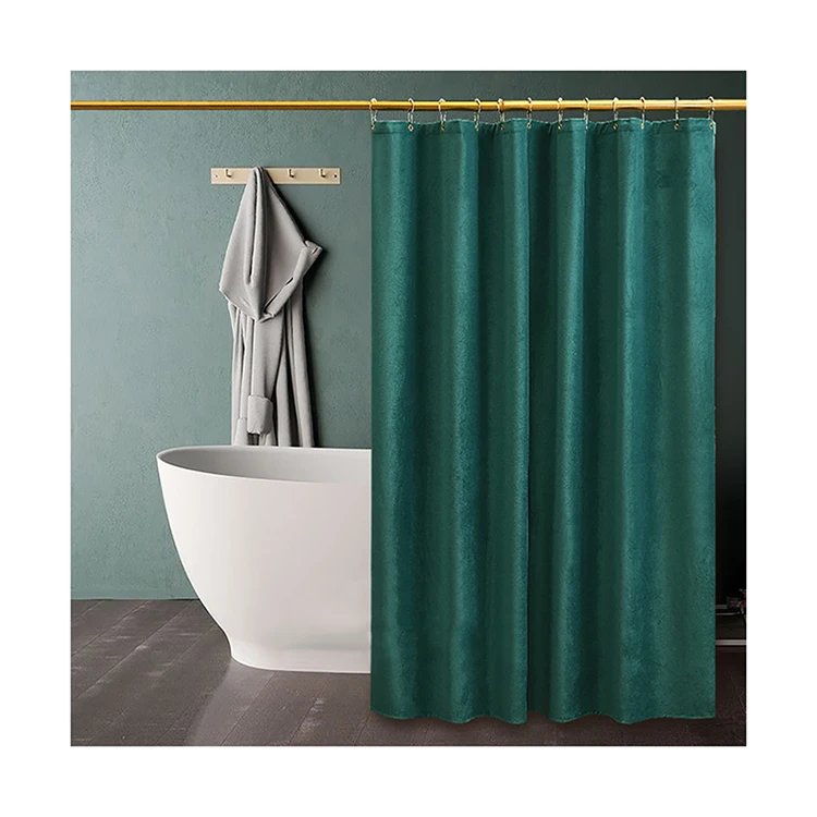 Thick Velvet Luxury Heavy-Duty Fabric Solid Color Waterproof Hotel Feature Bathroom Shower Curtain