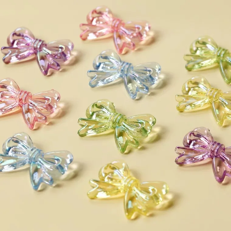 Dainty 20*32mm Colorful Bowknot Bead Cute Transparent Acrylic Bead For DIY Bracelet Necklace Earring Finding Jewelry Accessories