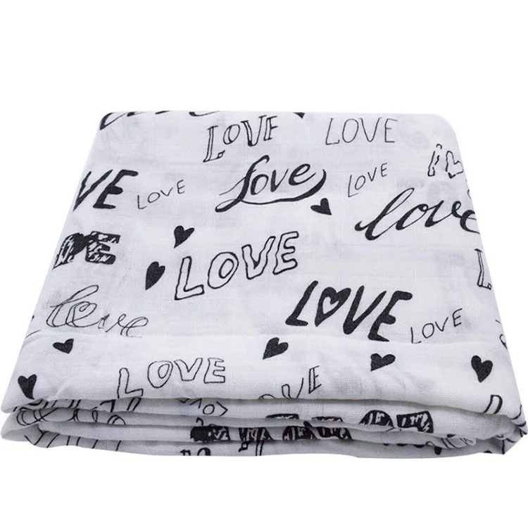 Organic Cotton Love Baby Swaddle Wrap Infant Swaddling Blanket China Wholesale Baby Muslin Swaddle Blanket