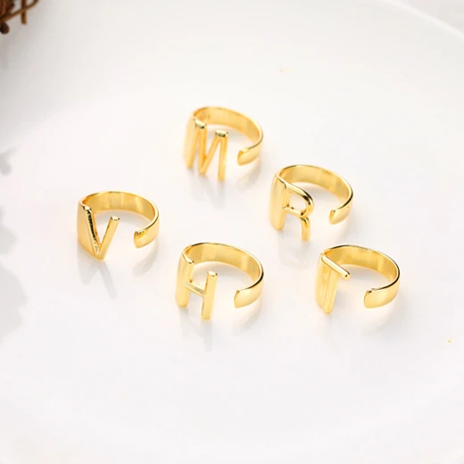 26 English 2020 fashion alphabet gold letter ring for women initial name letter simple rings jewelry women