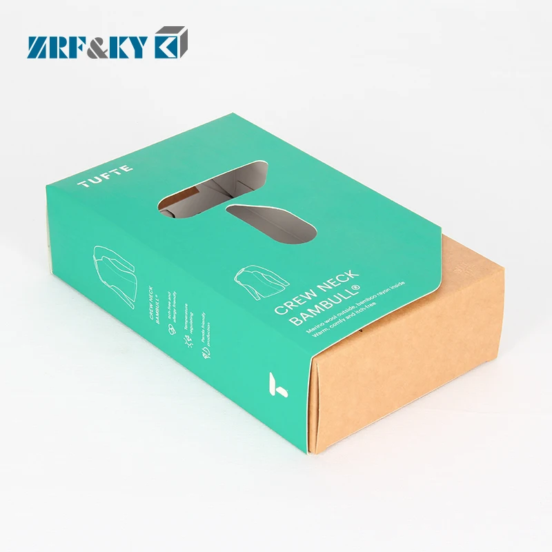 Custom White/Brown Card Paper Folding Underwear/Underpants/Socks/Ties/Apparel Green Boxes for Women/Man/Kids