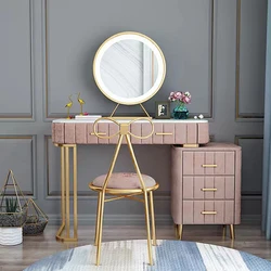 Design Nordic Luxury Style Make-up Dresser Table Set with Mirror and Chair Stool modern storage Dressing Table