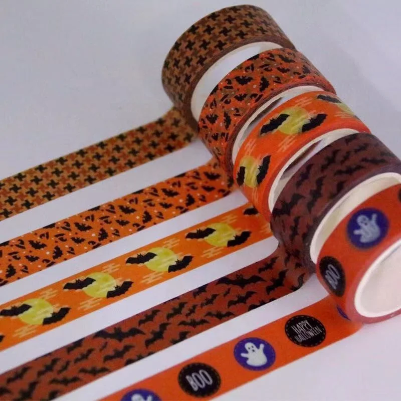 Halloween Washi Tapes Paper Masking Tape for Hand Account Scrapbooking DIY Office Party Supplies (Random Pattern)