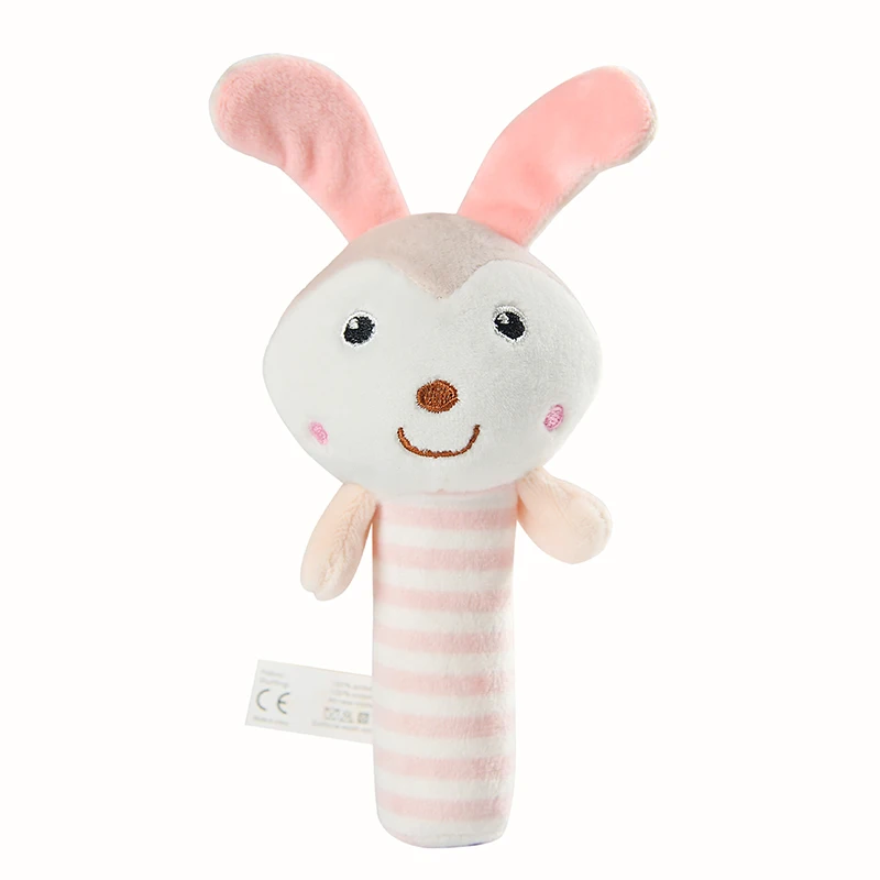 Baby Soft Plush Hand Rattle toys cute Animal Squeaky hand bell toy for children