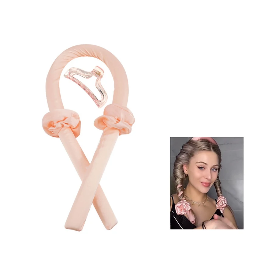 Оптовая продажа с завода мягкие шелковые вьющиеся волосы для сна без нагрева резинкой