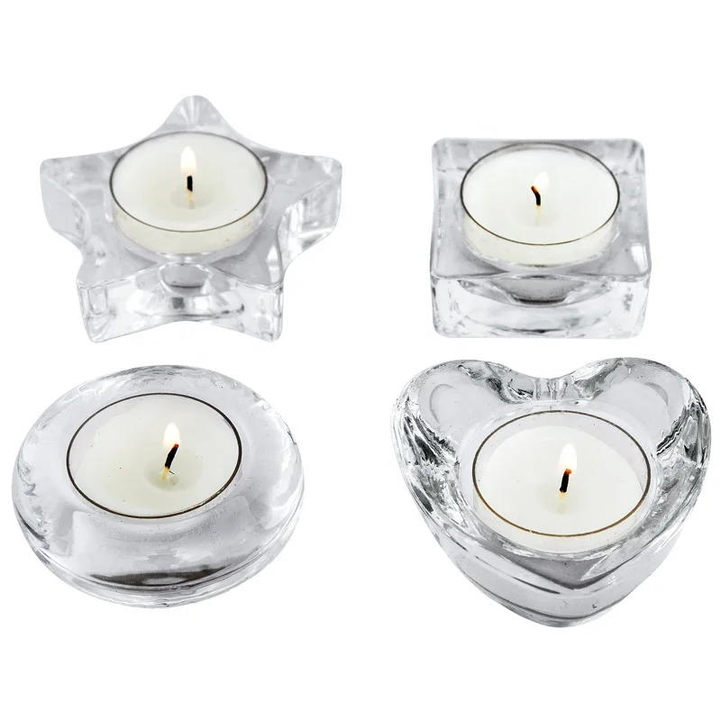 Cheap clear crystal tealight candle holder glass miniature candlestick for home wedding decor