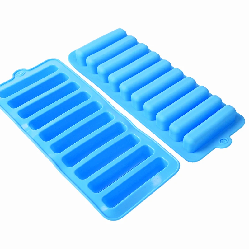 10-Hole Silicone Ice Bar Finger Cake Pudding Form Silicone Diy Ice Cube Mold Cylindrical Chocolate Mold