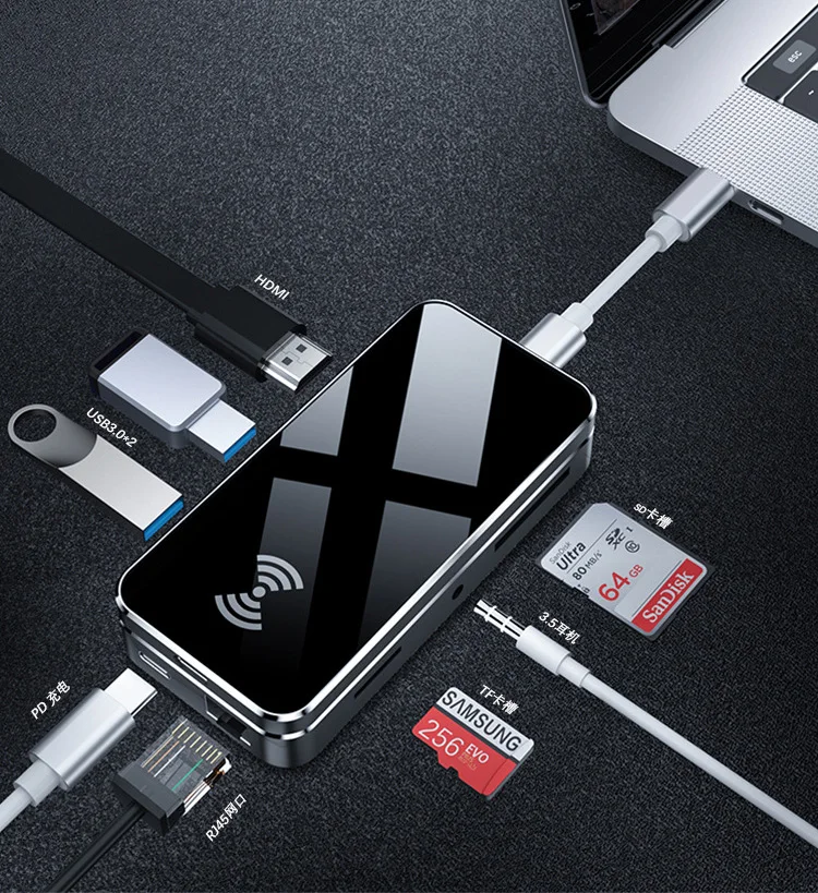 
12 in 1 USB C Wireless Charging HUB for Type-C laptops Tablets and Phones 