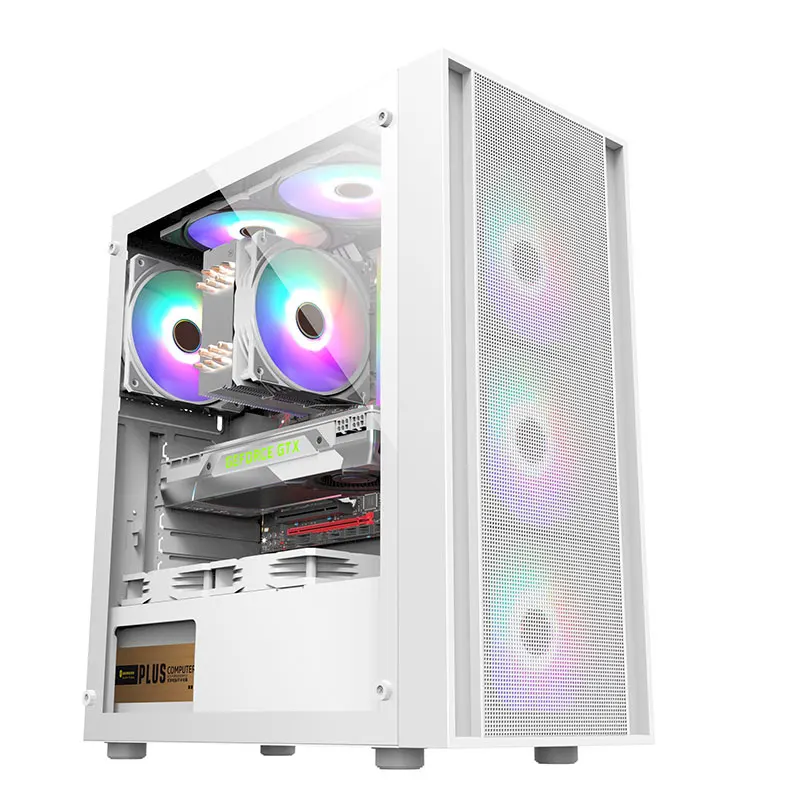 NEW Design Mid Tower Gaming PC Case ATX with USB3.0 Cool Aluminum Alloy Style M-ATX Form Factor with Fan Cooler