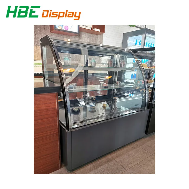 Supermarket Commercial Counter Top Cooler Upright Cake Chiller with Curved Glass