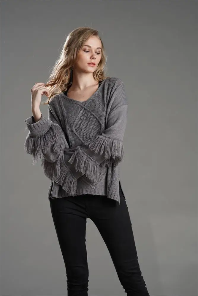 
ins Fashion Fancy Sweaters for Women Amazon Hot Sale Tassel Pullover Women Over sized Thick Sweater Women 