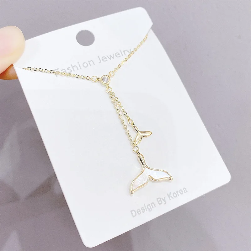 XL60907 Fashion dainty gold plated women jewelry shell whale fish tail pendant necklace