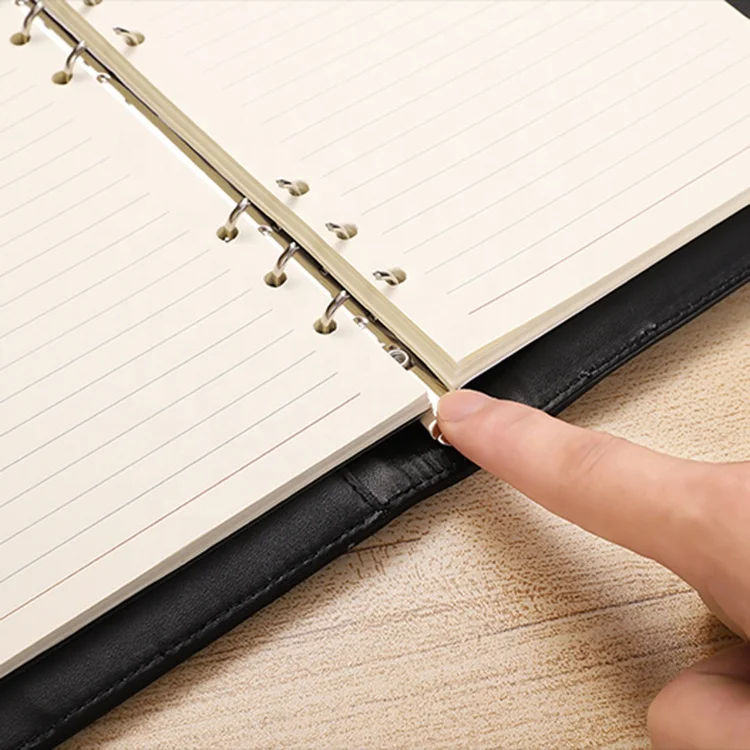 A5 custom brand PU leather notebook with power bank wireless charging USB driver.