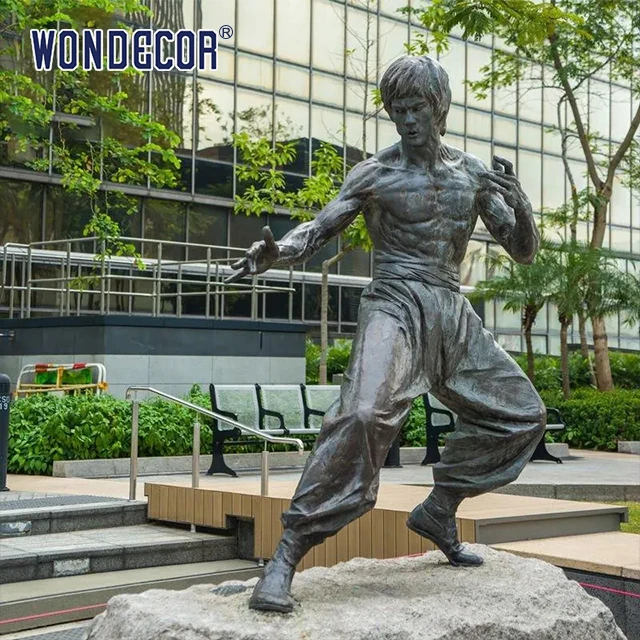 Bronze statue of famous Chinese kung fu actor Bruce Lee
