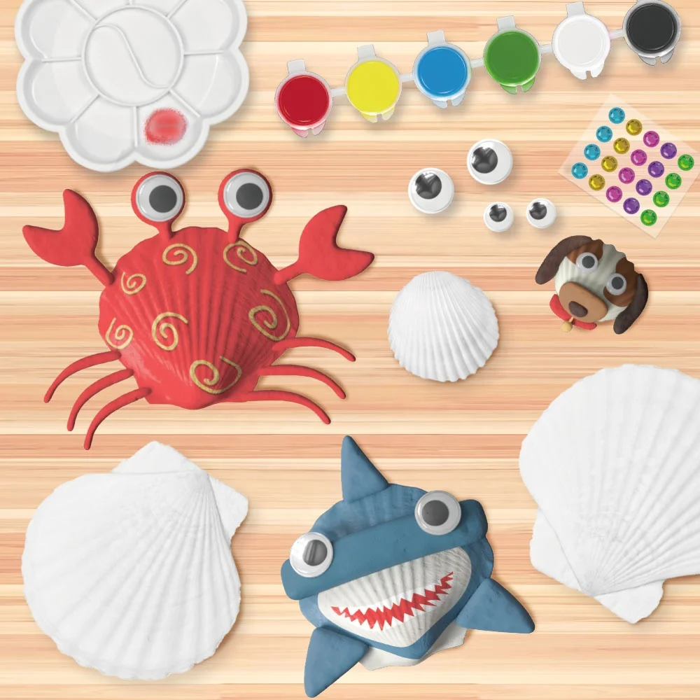 Create Your Own Shells Art and Craft Natural Shell Painting Kit Funny Shells with Clays for Kids