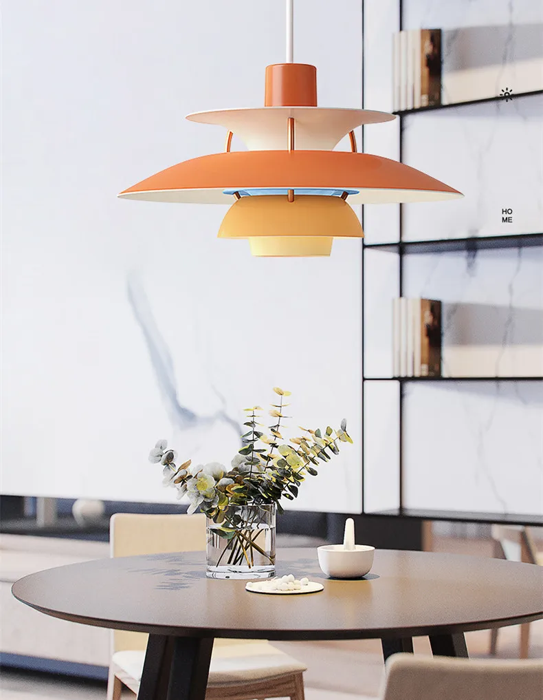 Nordic Creative Design Simple Metal Glass Hanging Pendant Light Colorful for Living Room Dining room
