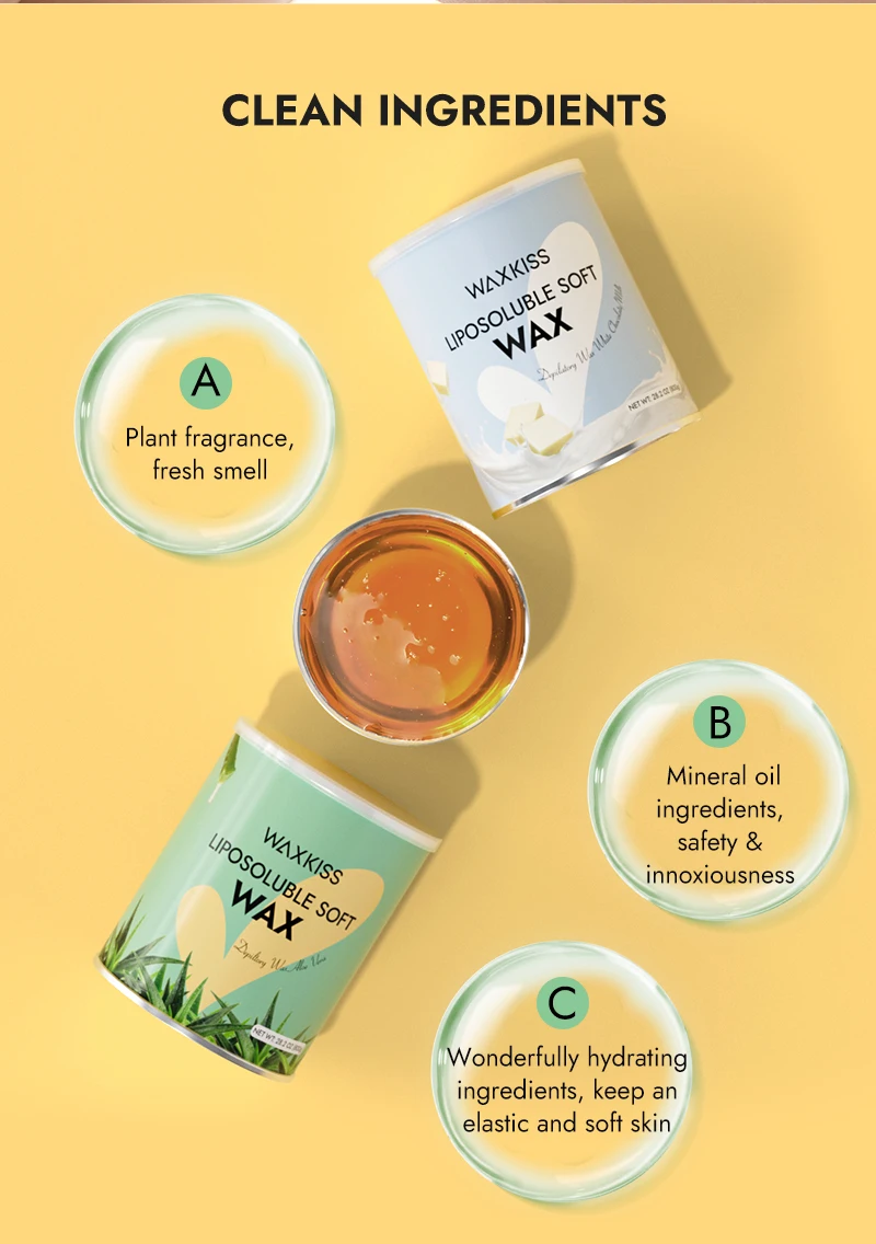 Factory Price Wholesale 800g 400g Lipsoluble White Chocolate Honey Rose Canned Hair Removal Soft Cream Wax