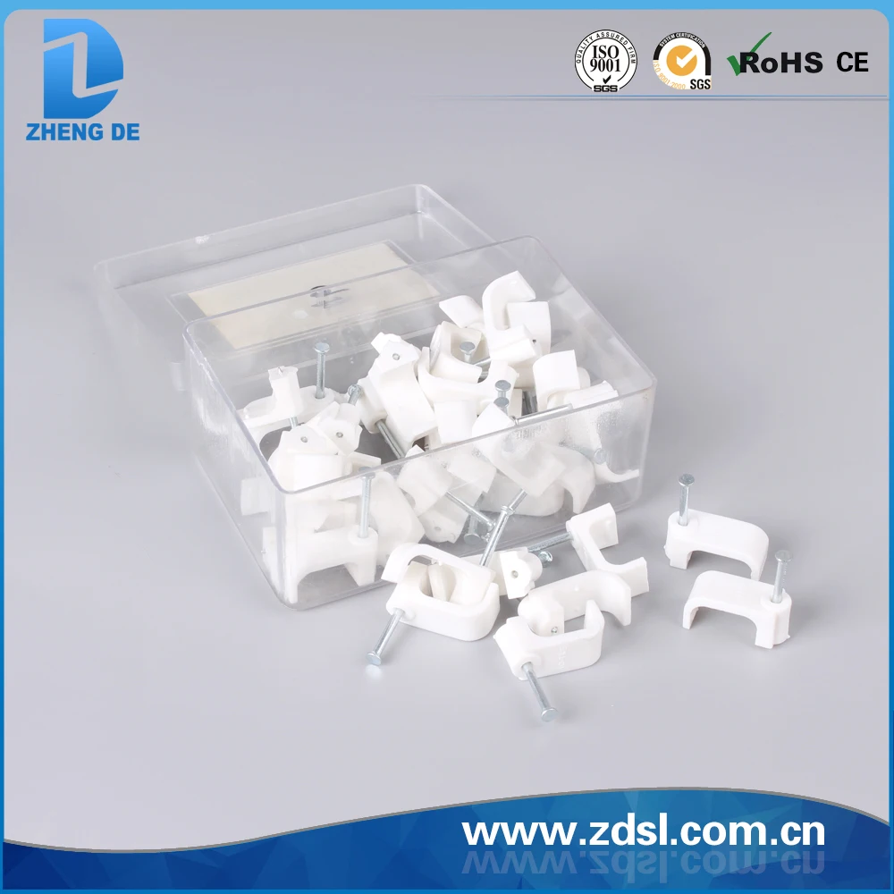 White Flat Nail Wire Circle Path Cable Clips