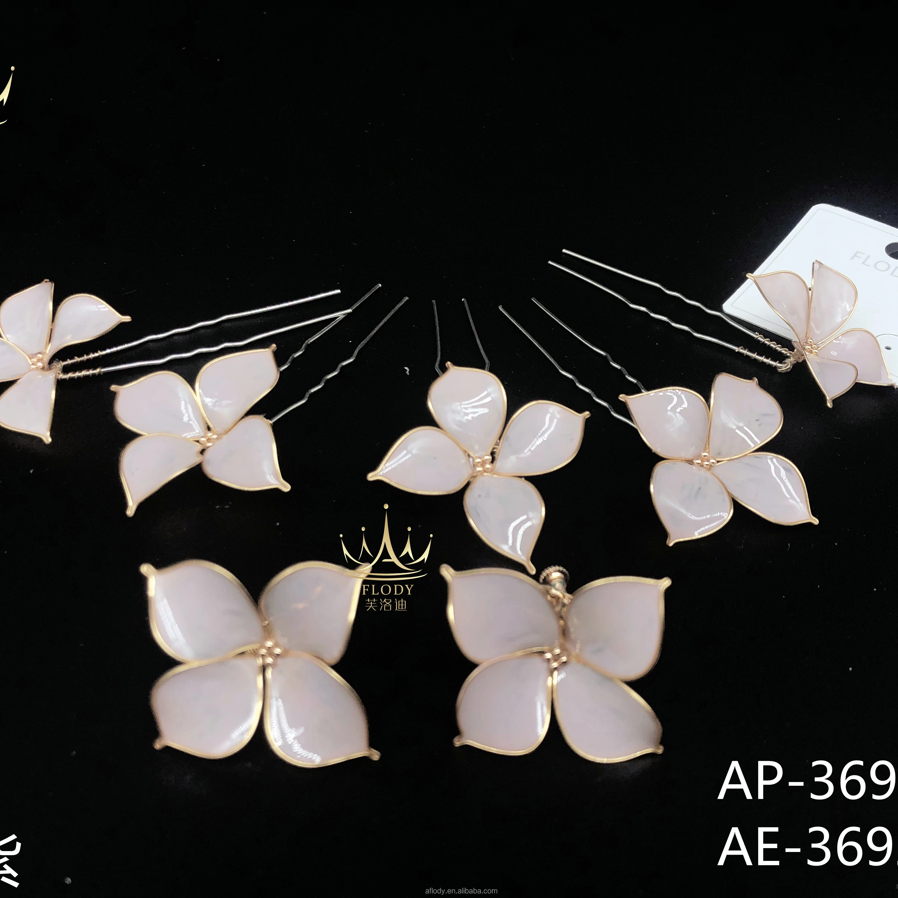 APE-3692T-2 Custom jewelry U pin earring color flower handmade bridal accessories wholesale Headpiece headband for Women