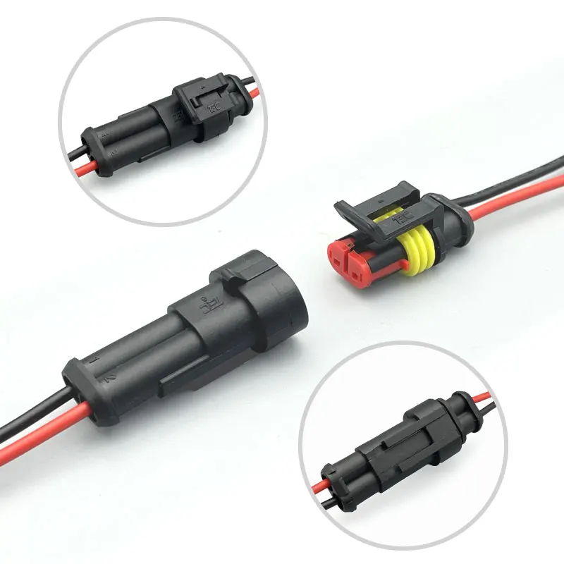 282080-1 amp super seal 2pin male female connector 1.5 series auto wire harnesses waterproof cables wire harness
