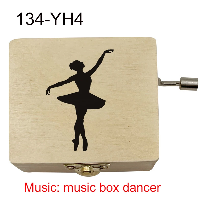 Custom Hand Crank Classic Music Box Dancer Song Music Box, Wholesale Wooden Cute Musical Birthday Gifts