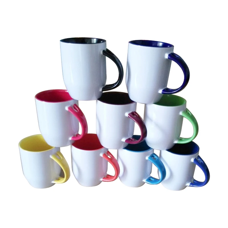Customized Sublimation Ceramic Inner Color Mug with Spoon for Gift