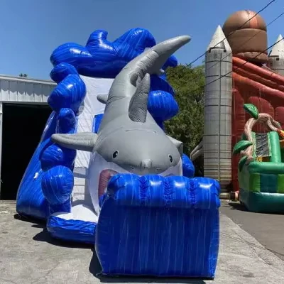 Giant Shark Inflatable Slide for Kids - Ocean Theme Bounce House, Outdoor Water Fun Slide for Backyard & Parties