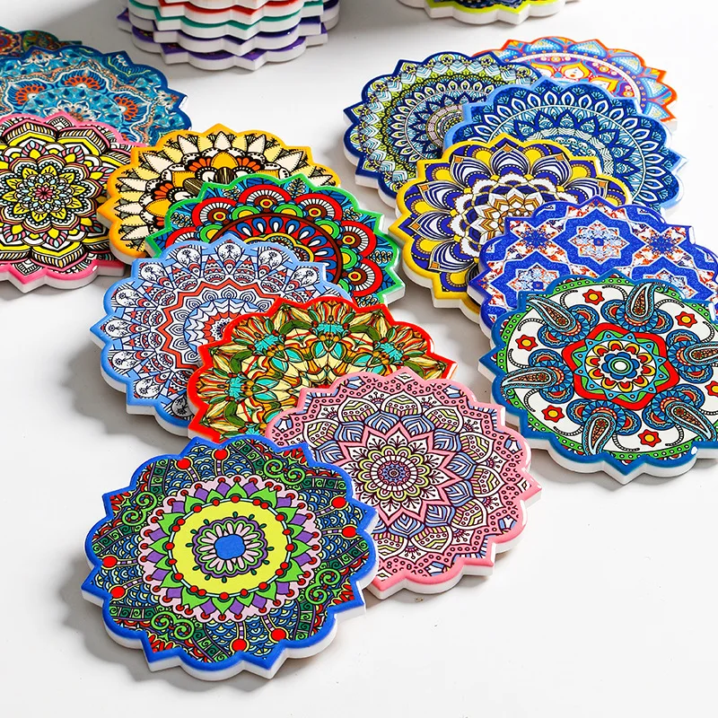 Flower Shaped Absorbent Ceramic Coaster Cup Mat Coffee Drink Mug Pad Petal Ceramic Coaster