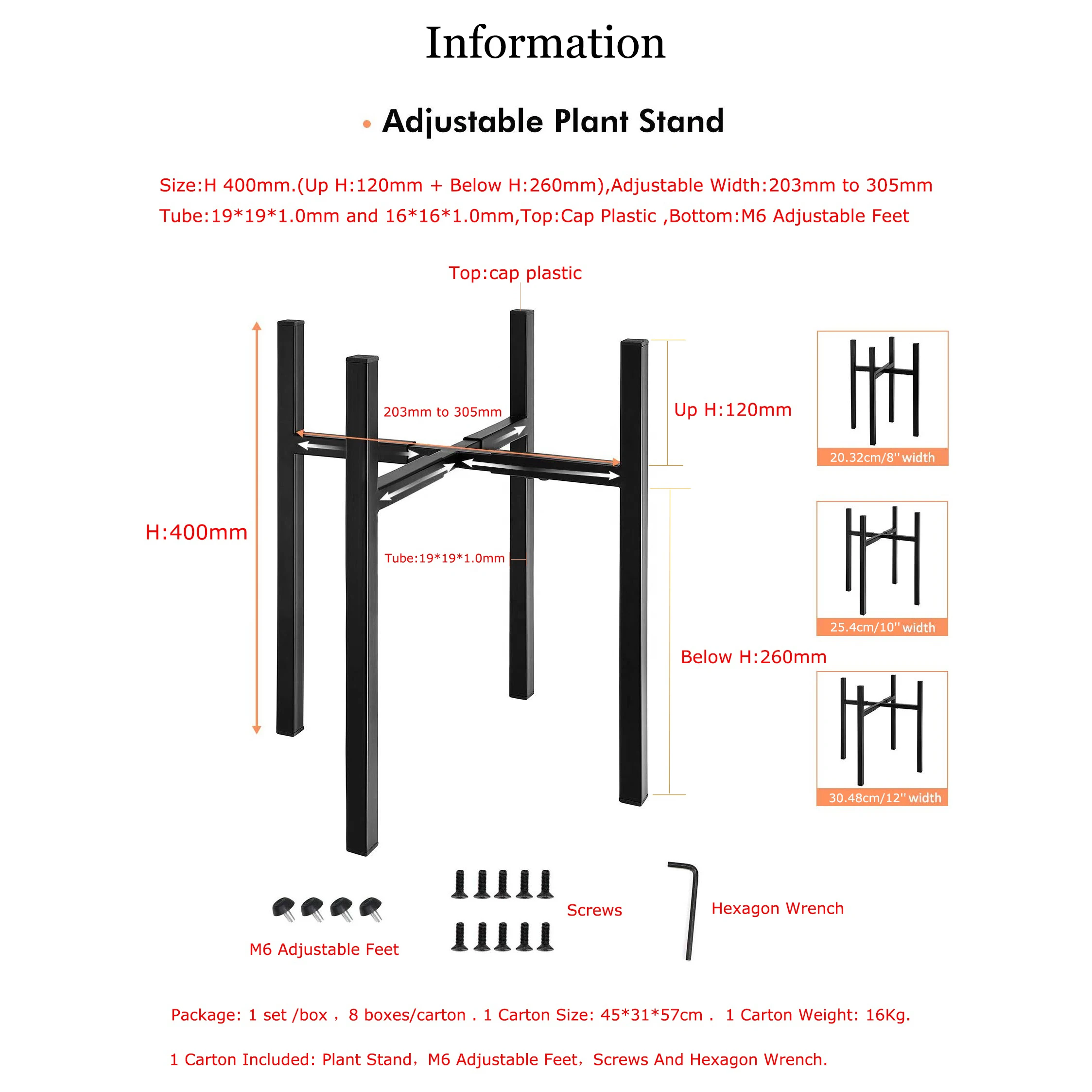 Plant Stand House Home Decor Modern Mid Century Display Holder Rack Wrought Iron Adjustable Indoor Flower Pot Metal Plant Stand