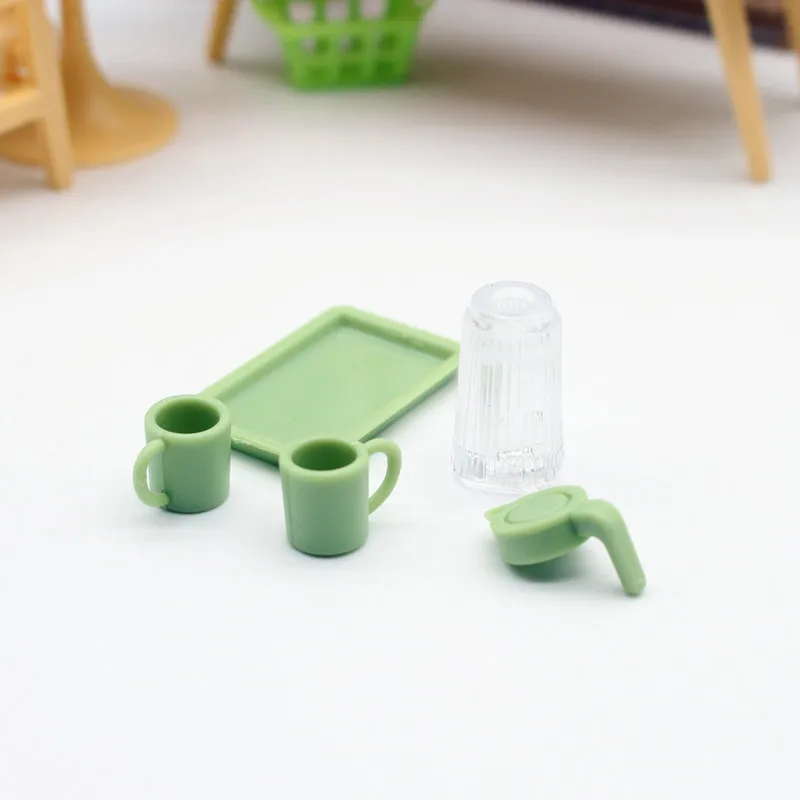 Doll House Toy Mini Transparent Water Cup Set Micro Landscape Miniature Accessories Pretend Kitchen Play Toy