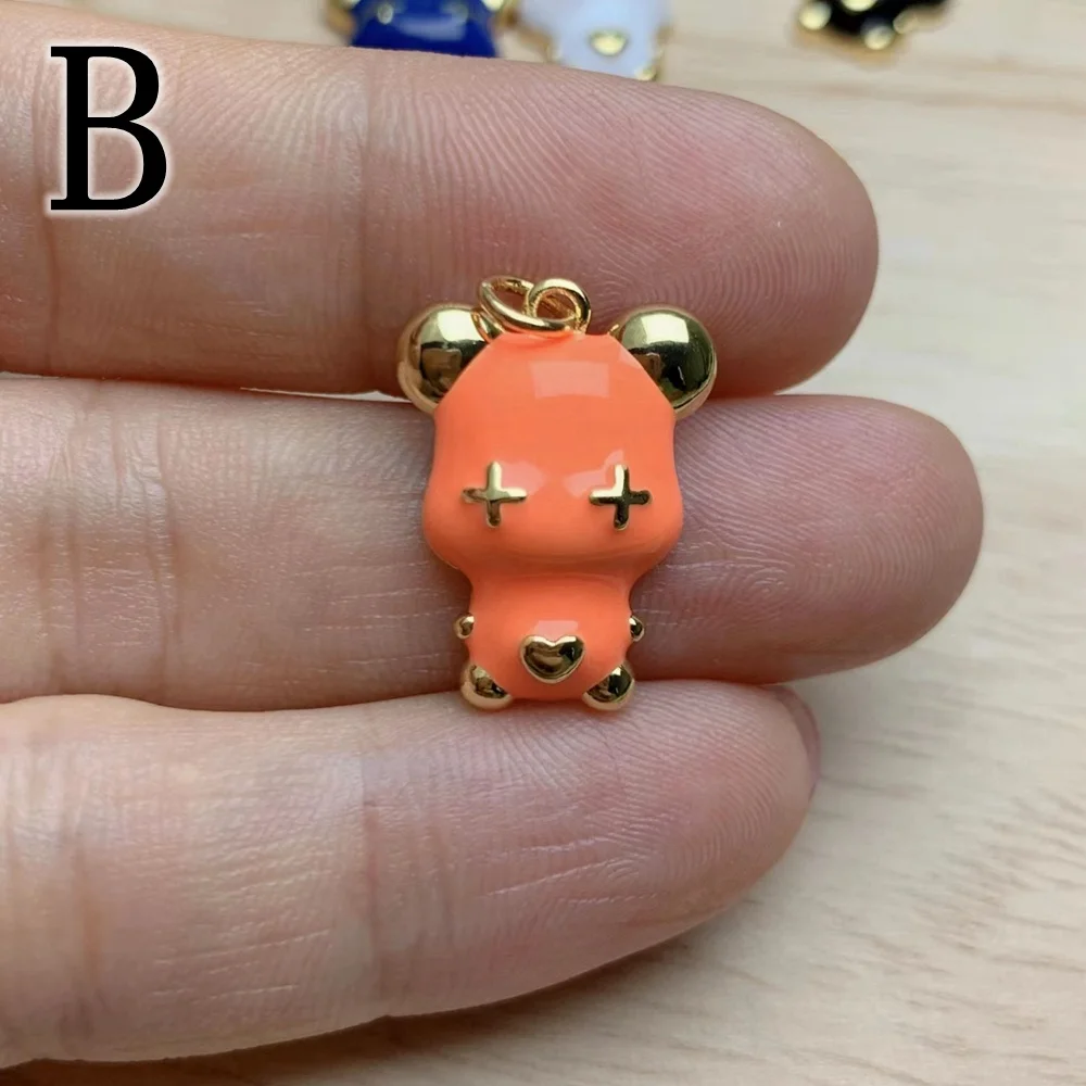 Wholesale Custom High Quality Colorful Enamel Bear Pendants Charms For Making Jewelry DIY Necklace Earrings