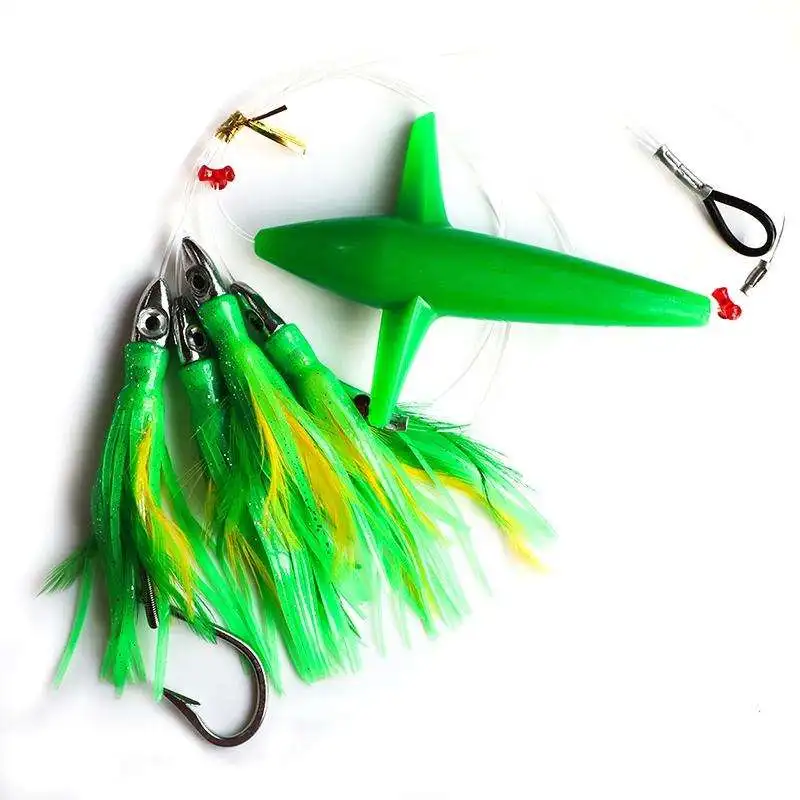 Rigged Feather Skirts Saltwater Fishing Lure Tuna fishing Squid Bird Offshore spreader bar fishing
