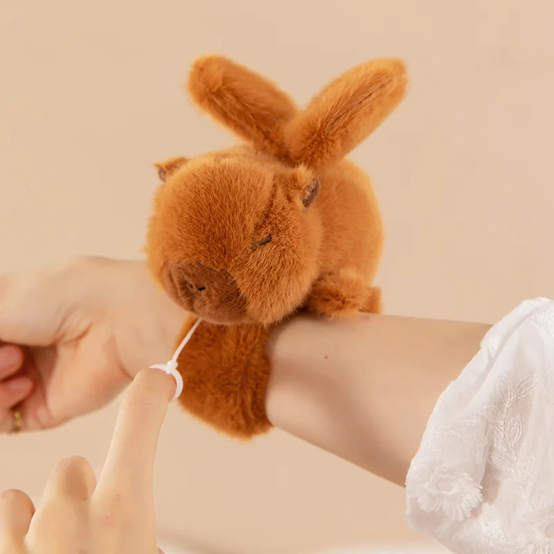 Capybara plush Forest Animal Hand Clap Bracelet Pat Belt Slap Panda Capybara Raccoon Monkey Bracelet Kapibala Plush Snap Ring