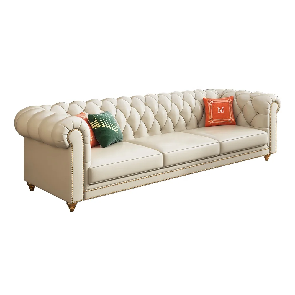 Fashionable And Minimalist Leather High Back Design Comfortable Living Room Sofa Commercial Leisure Sofa