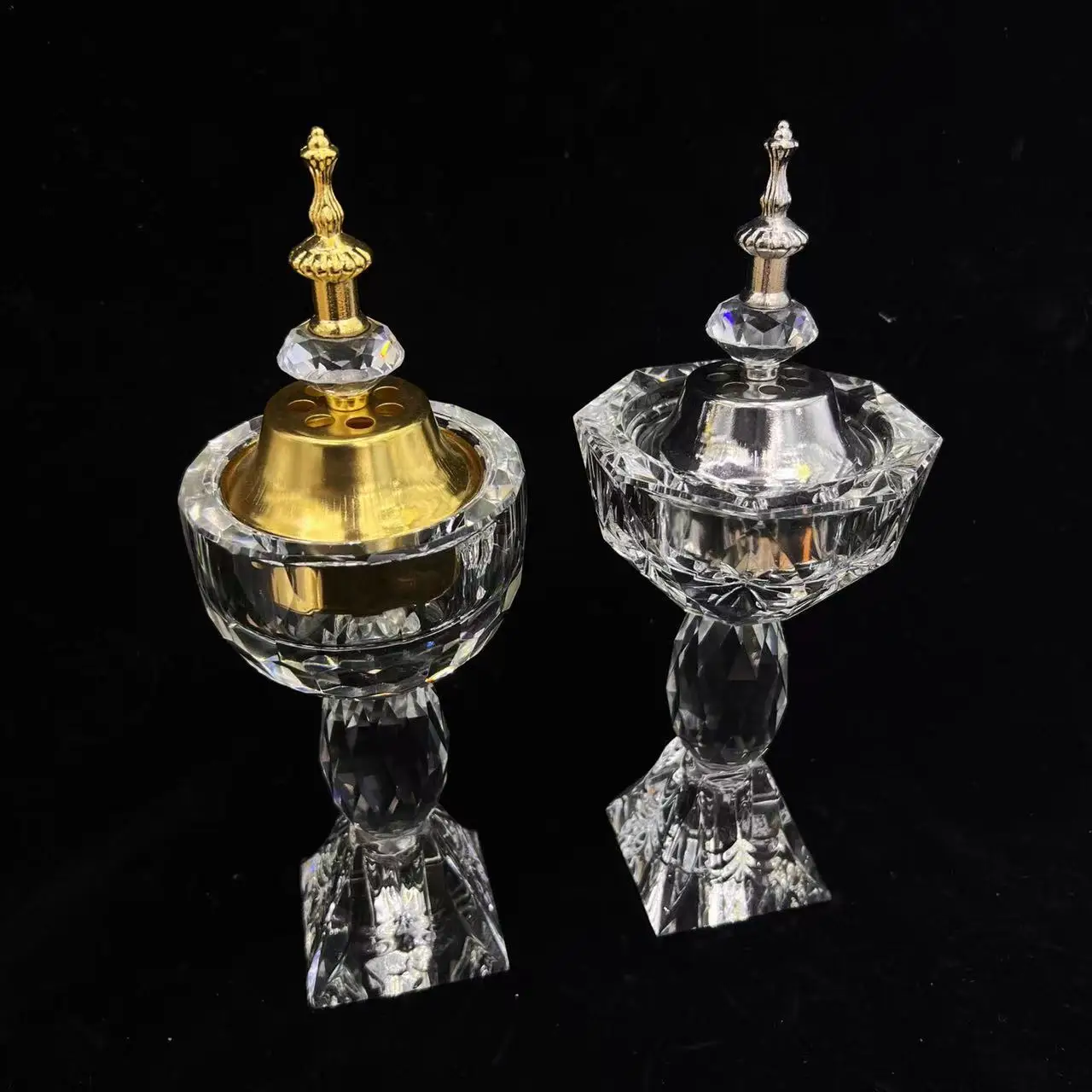 NEW Hot Sale Wholesale creative Arabic middle east portable Buddha mesh incense base copper alloy glass crystal incense burner