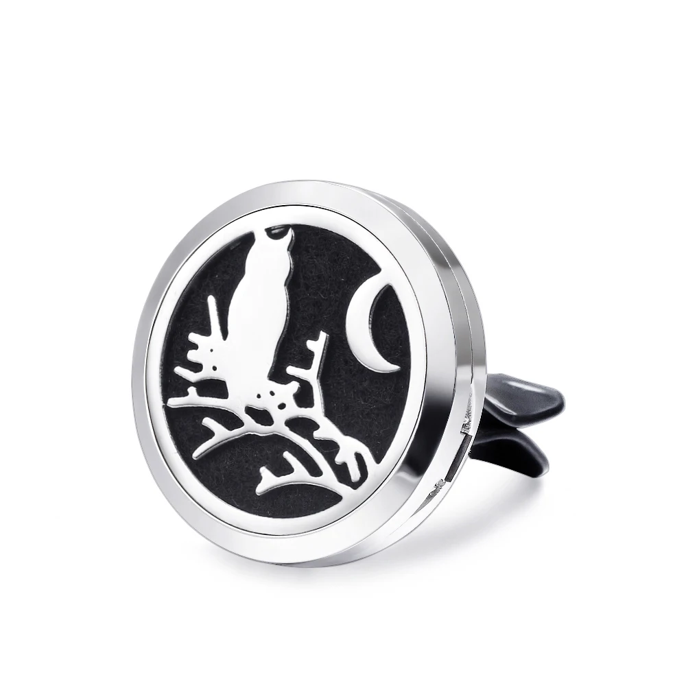Owl moon watching pattern aromatherapy stainless steel aroma diffuser pendant box